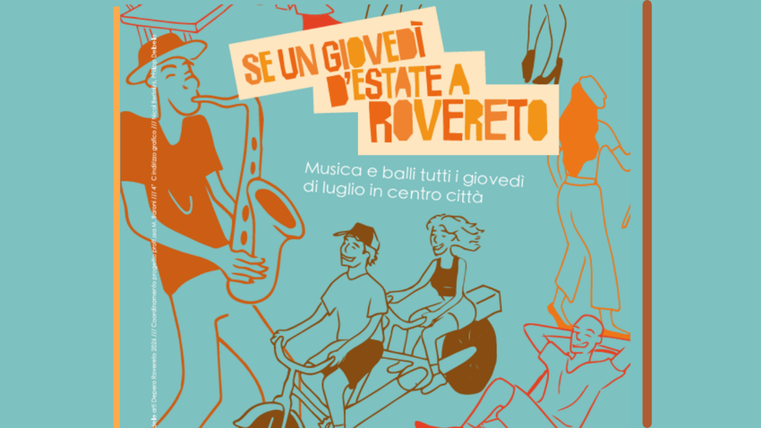illustrazione raffigurante musicisti, ballerini e cittadini in stile fumetto